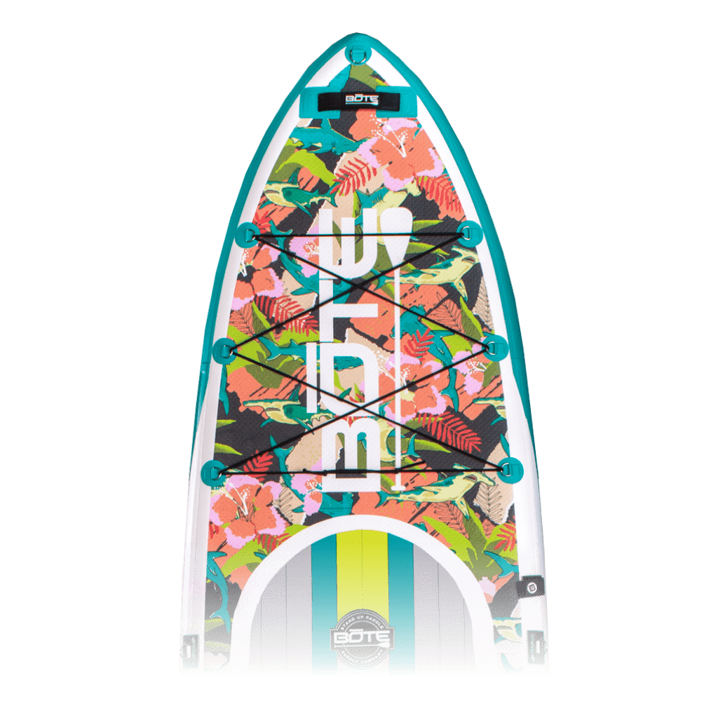 Zoomed in top view of the Flood Aero Native Tropics Inflatable Paddle Board
