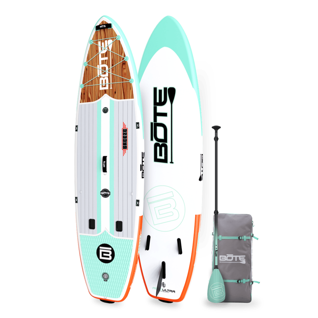 Top, bottom view of the Breeze Aero 11'6" Classic Mangrove Inflatable Paddle Board