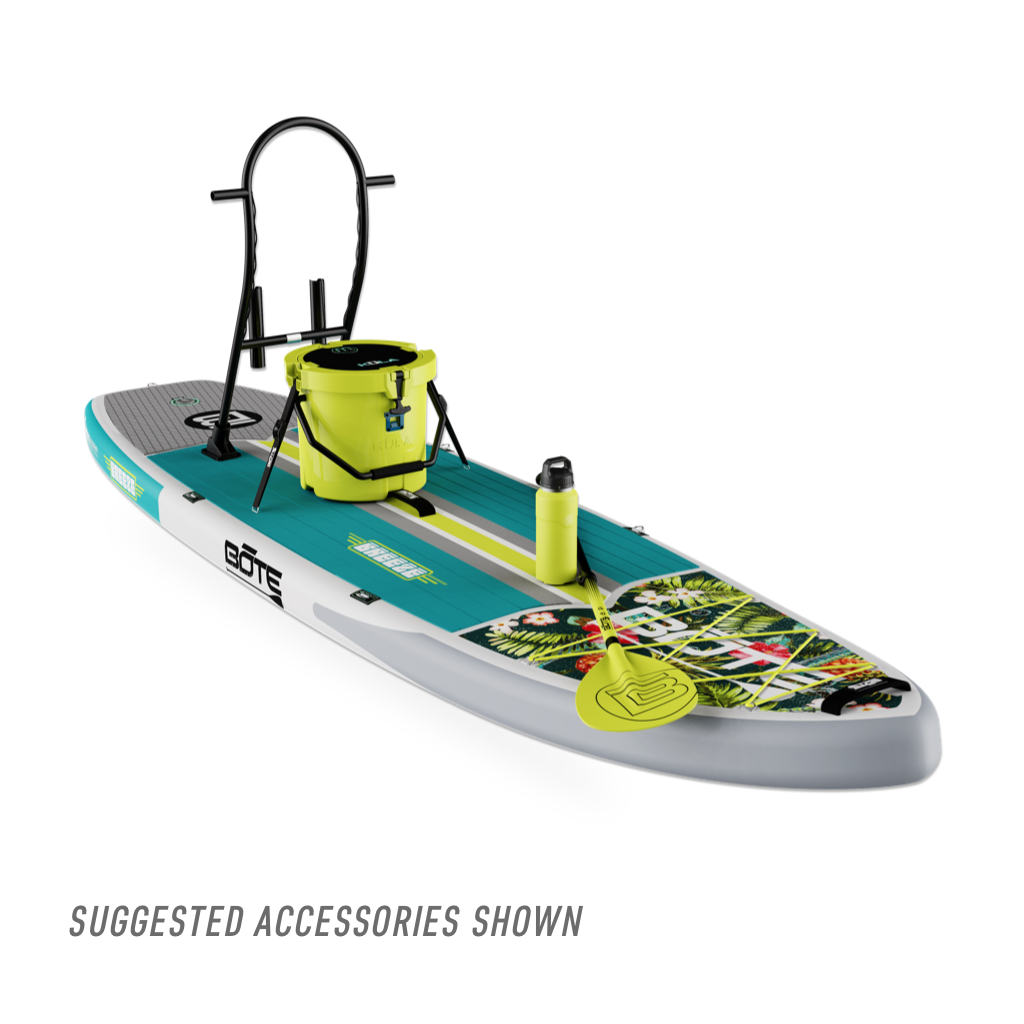 Angled front view of the Breeze Aero 11'6" Native Floral Cuda Inflatable Paddle Board