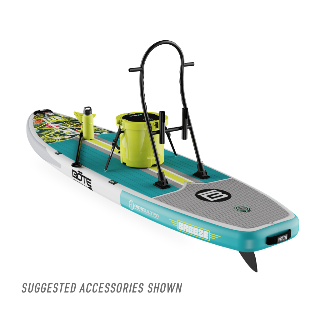 Angled back view of the Breeze Aero 11'6" Native Floral Cuda Inflatable Paddle Board