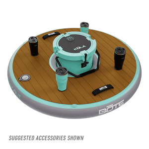 Top view of the Inflatable Hangout Bar Classic with drinkware and cooler.