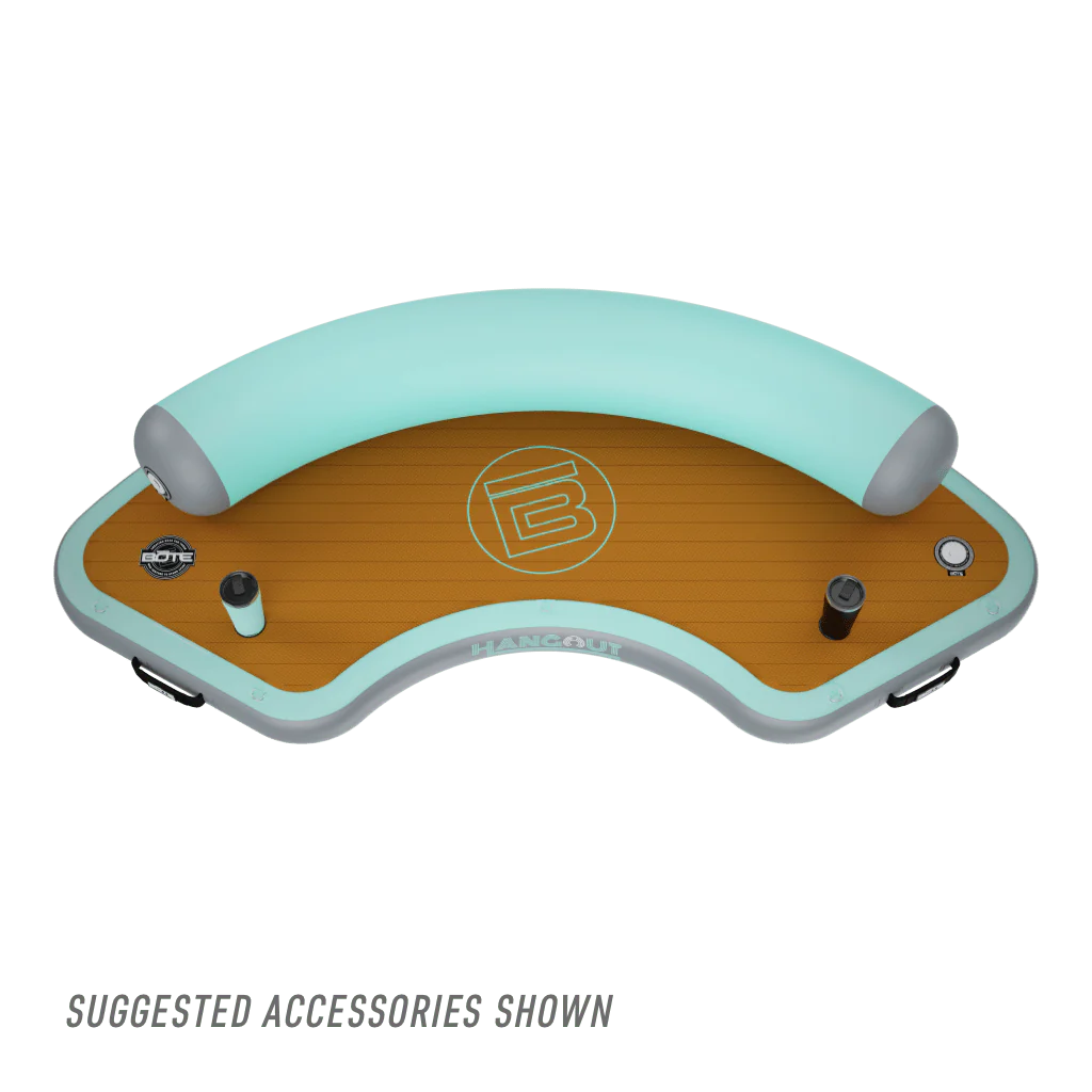 Top view of the Inflatable Dock Hangout 120 Classic shown with suggested accessries.