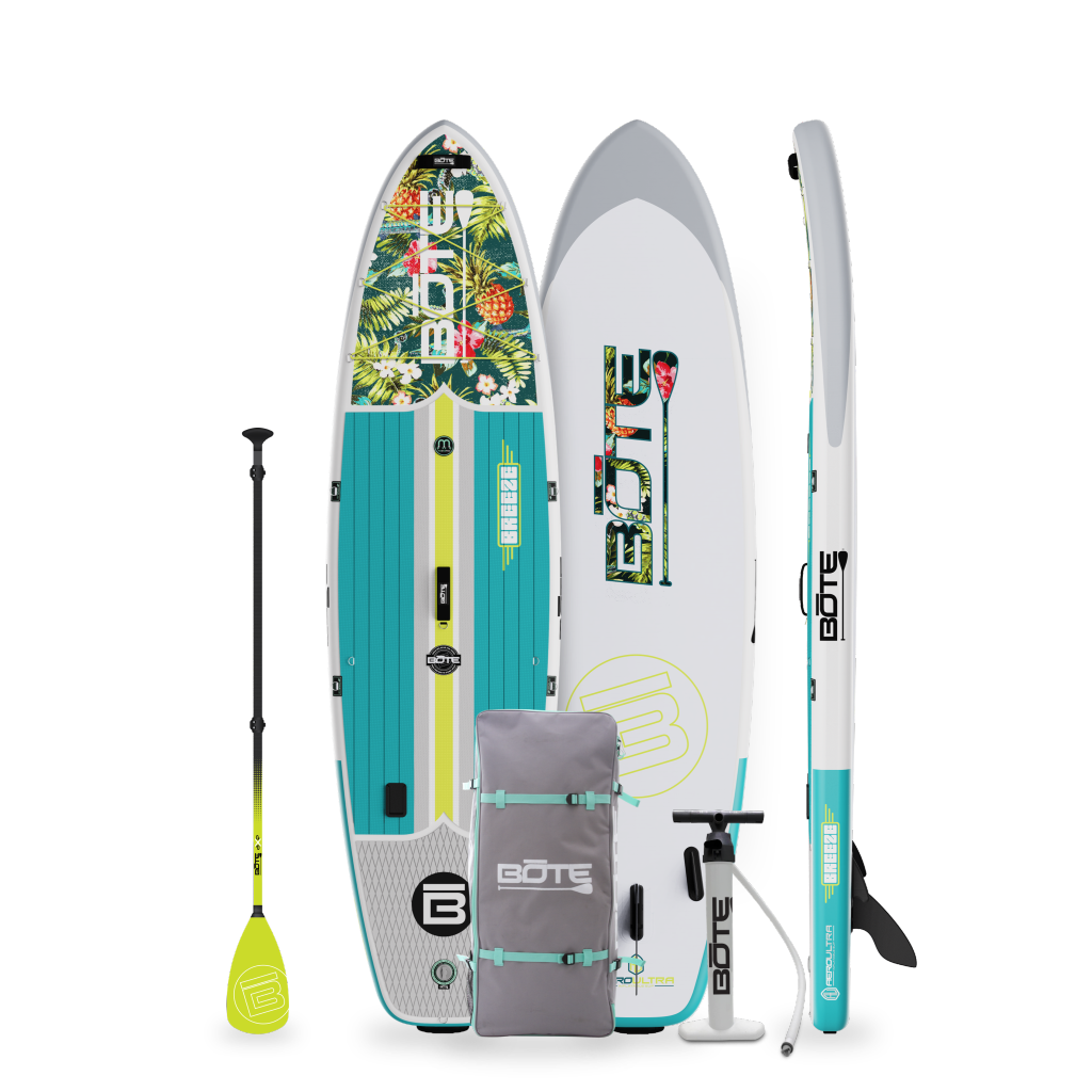 Top, Side, and Bottom image of the 10'6" Breeze Aero Native Cuda inflatable paddle board