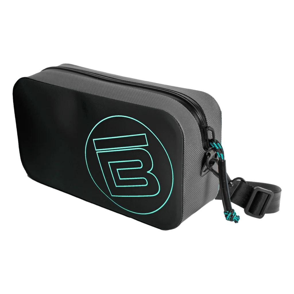 Angled front view of the Highwater Hitchhiker in black with seafoam "B" BOTE logo on the side.