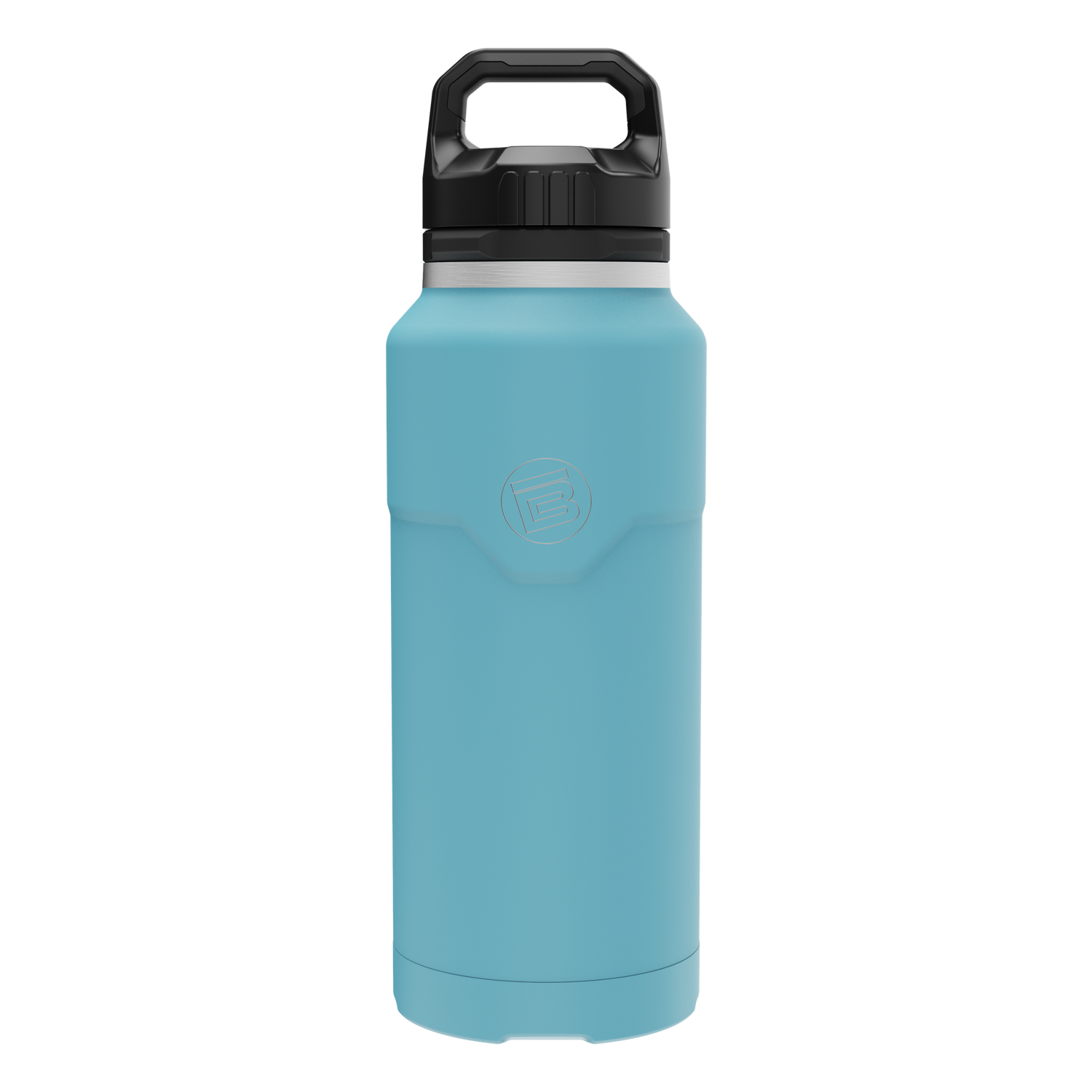 Front view of the MAGNEBottle 36oz with Cap in Steel Blue, highlighting its black handle cap.