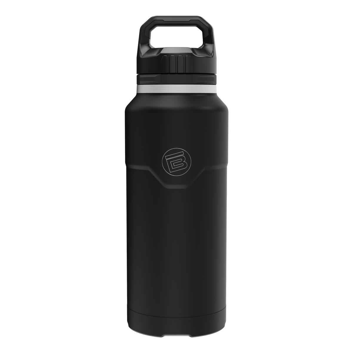 Front view of the MAGNEBottle 36oz with Cap in Black, showing its handle cap.