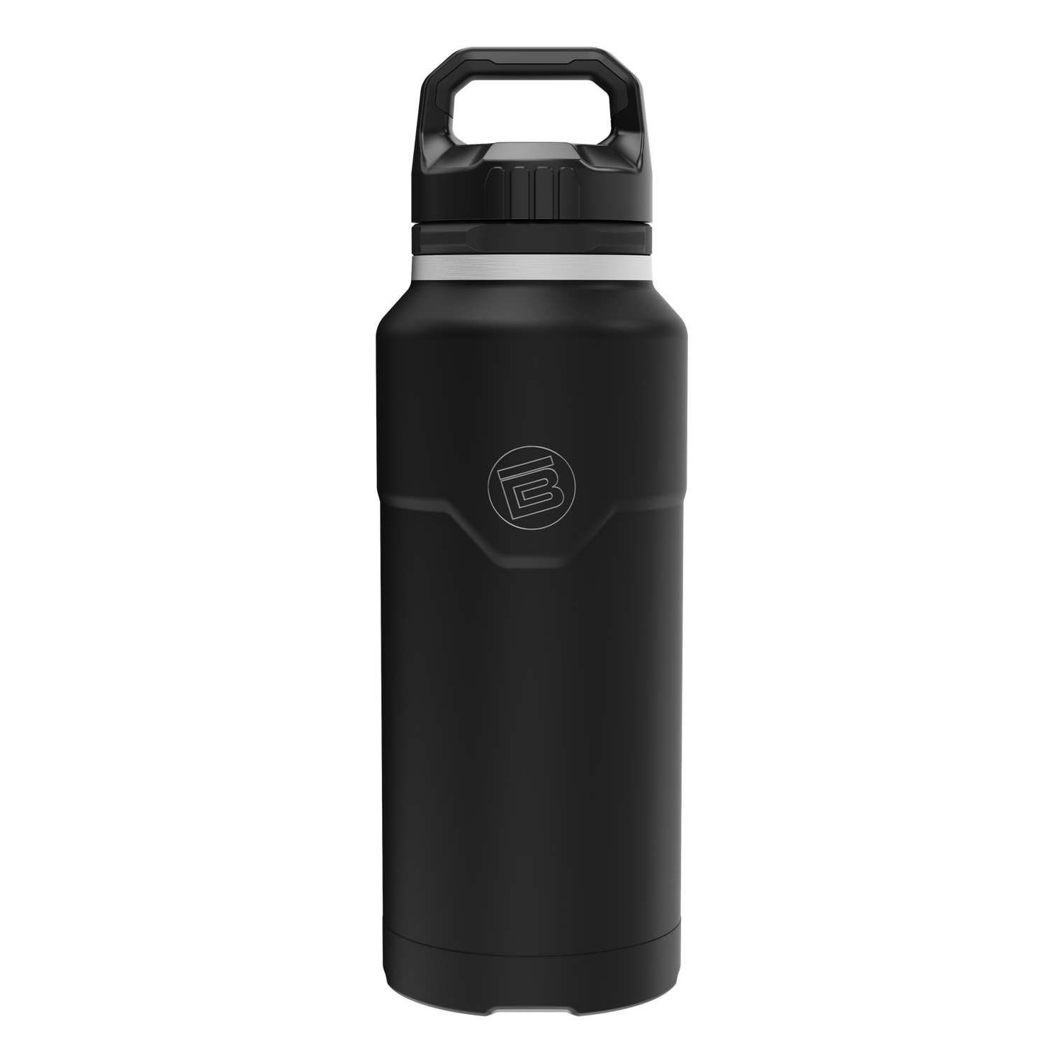Front view of the MAGNEBottle 36oz with Cap in Black, showing its handle cap.