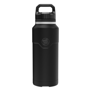 Front view of the MAGNEBottle 36oz with Cap in Black, showing its handle cap.