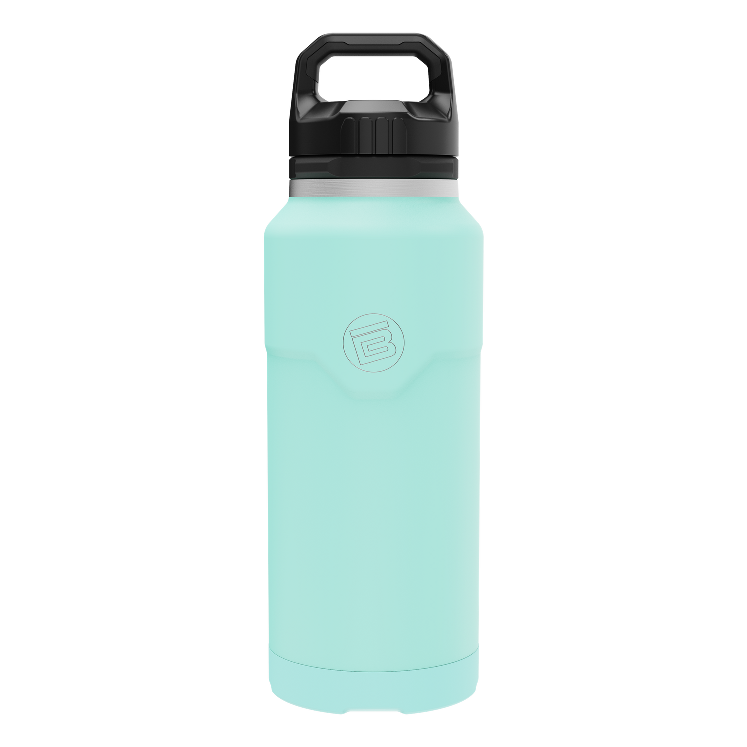Front view of the MAGNEBottle 36oz with Cap in Seafoam, showing its black handle cap.
