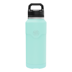Front view of the MAGNEBottle 36oz with Cap in Seafoam, showing its black handle cap.