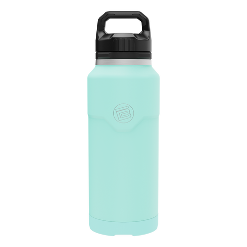 Front view of the MAGNEBottle 36oz with Cap in Seafoam, showing its black handle cap.