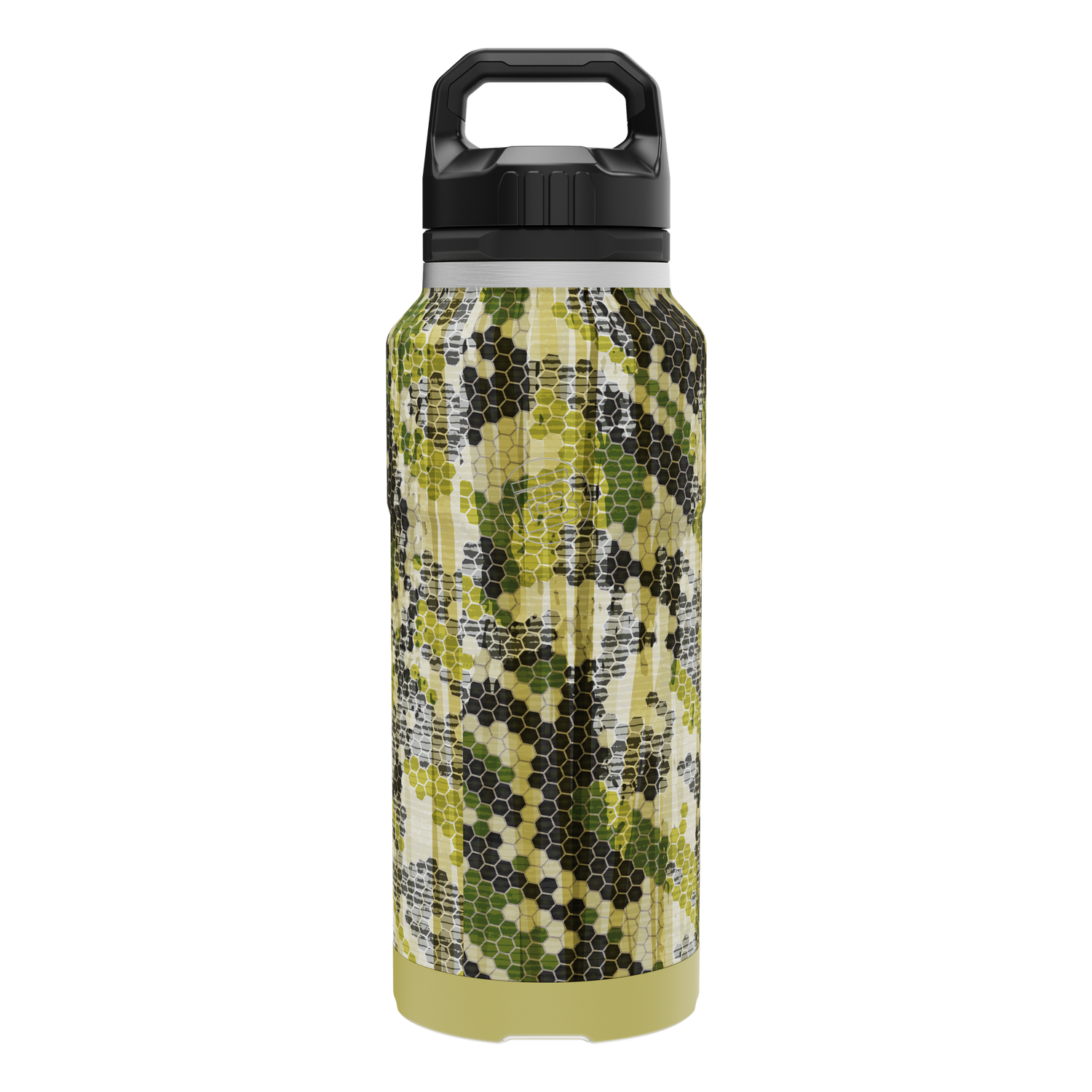 Front view of the MAGNEBottle 36oz with Cap in Verge Camo, showing its handle cap.