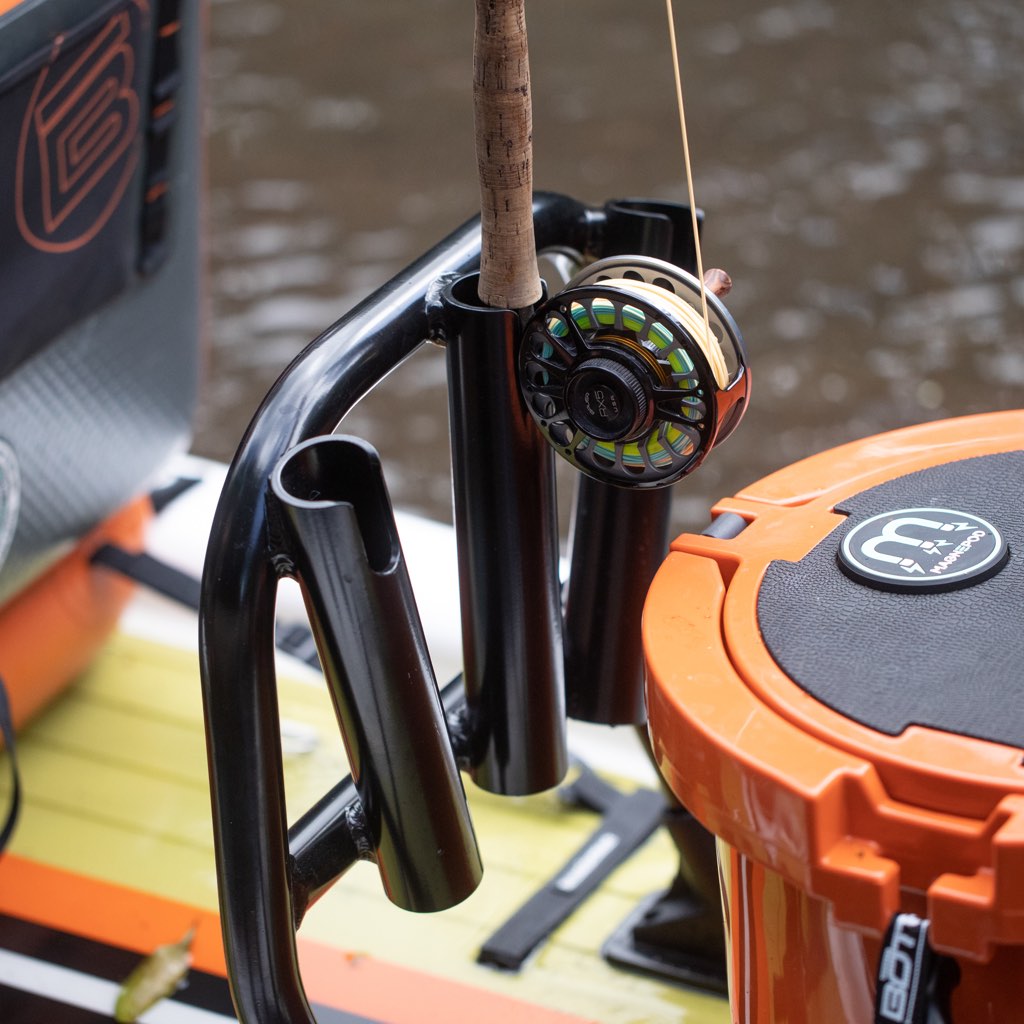 A fishing rod being held in the Mini Rocket Rac Black