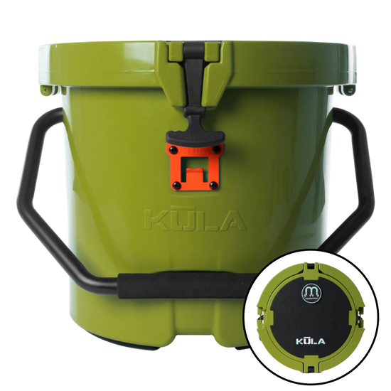 Side view of the KULA 5 MAGNEPOD™ Cooler Olive
