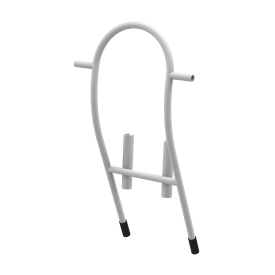 Angled view of the Tackle Rac in white.