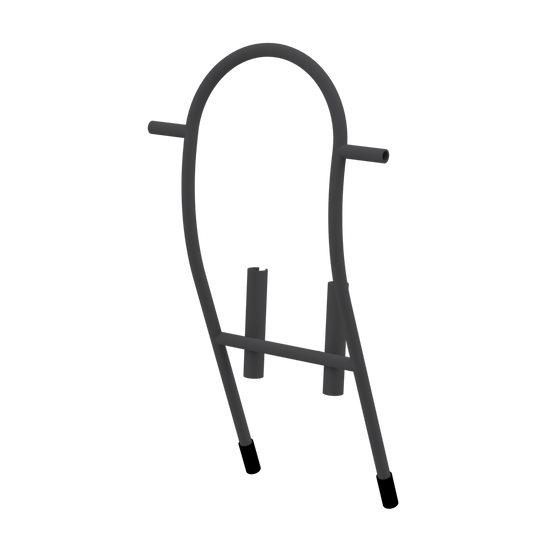 Angled view of the Tackle Rac in black.
